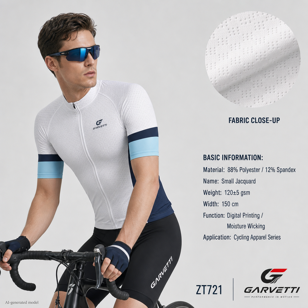 Three Bar Mini Jacquard Sport Knit Fabric by Meter, 88% Poly 12% Spandex, 120gsm, Subtle Texture, Custom Jersey