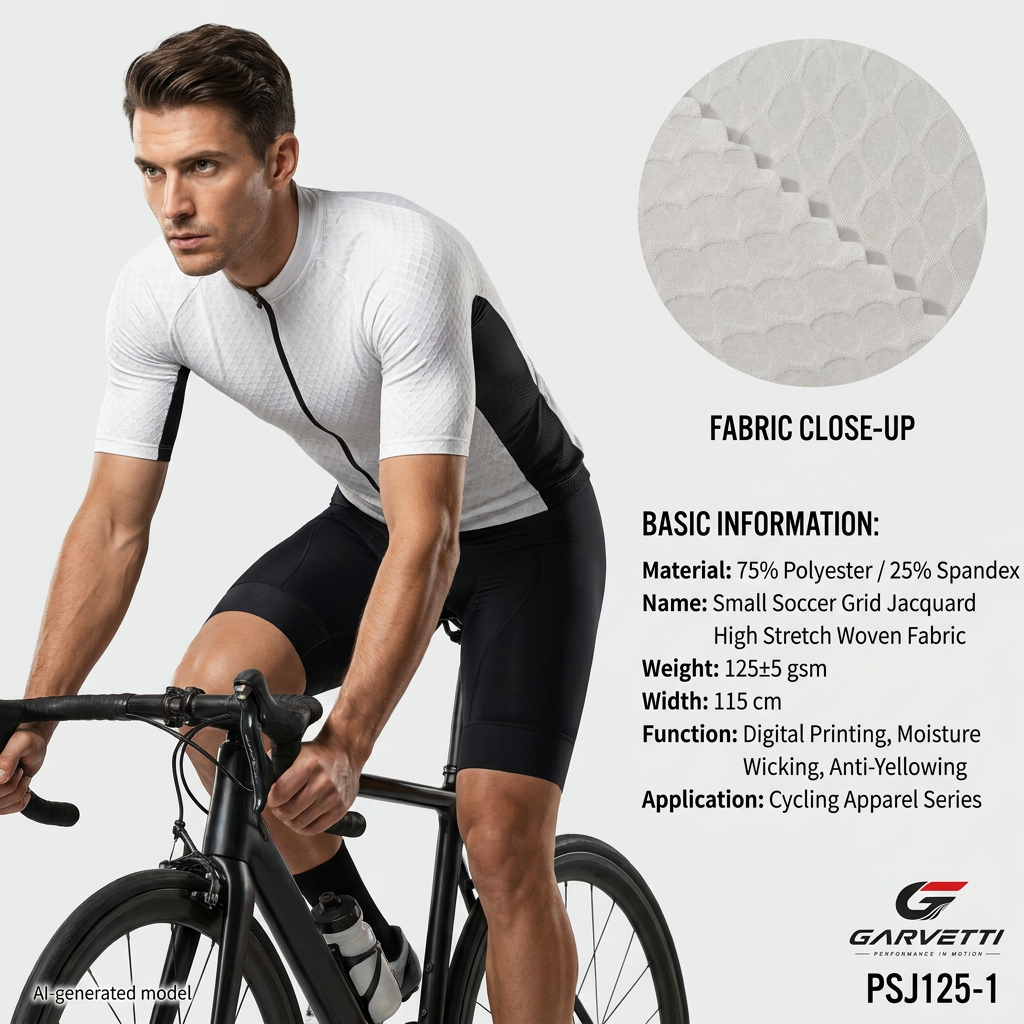 Shell Pattern Large Jacquard High Stretch Cycling Fabric by Meter, 75% Poly 25% Spandex, 125gsm, Premium Woven, Luxury Jersey