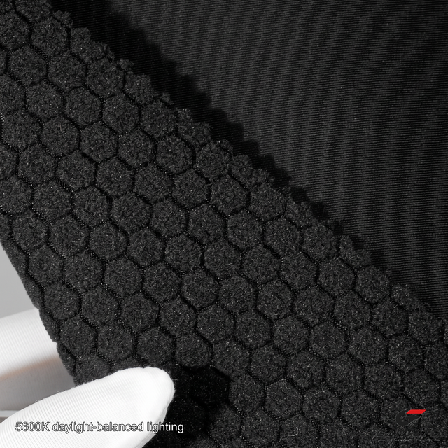 Nylon-Lycra + TPU Membrane + Soccer-Grid Polar Fleece Fabric by Meter, Face: 82% Nylon + 18% Spandex; Backing: 100% Polyester, 400 gsm, Windproof, Stretch